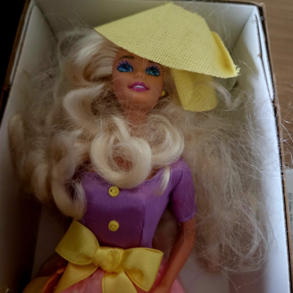 Avon Blonde Doll with Purple and Yellow Outfit